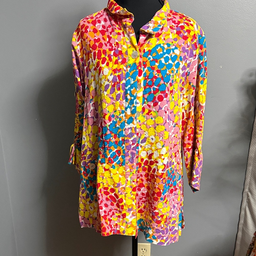 John Mark size small Vibrant Multicolor Button-Front Tunic Top